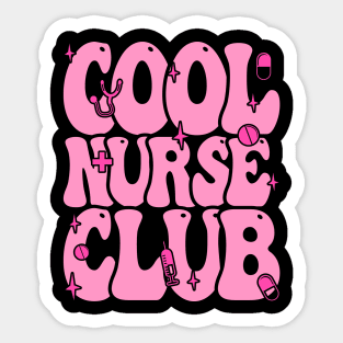 Cool Nurse Club, Nurses Groovy Pink Design Sticker